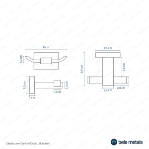 Kit de Acess&oacute;rios para Banheiro (Mondrian Preto Fosco)