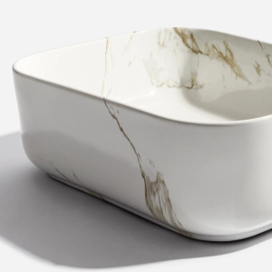Cuba de Banheiro Louça Apoio Retangular 40 cm (Maia Mármore Carrara)