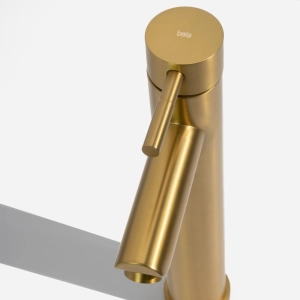 Torneira Monocomando Alta para Banheiro Inox (Lis Dourada Fosca)