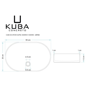 Cuba de Banheiro Concreto Apoio Elipse 55 cm (Lotus P&ecirc;ssego)