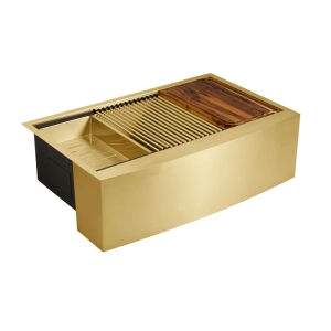 Kit Cuba Fazenda Workstation Inox com Acessórios (Narita Ouro Fosca)