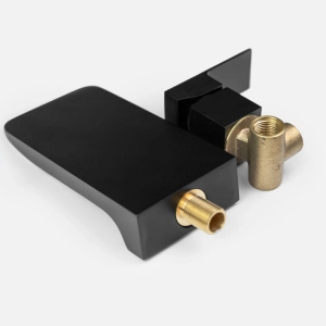 Torneira Monocomando de Parede para Banheiro (Yura Preta Fosca)