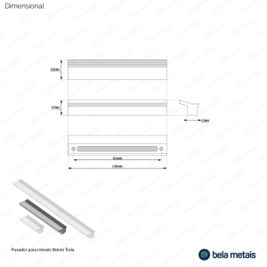 Puxador para Móvel Alça Sobrepor 96 mm Zamac (Troia Dourado)