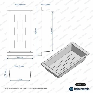 Cesto Escorredor Inox para Cuba Workstation 40x22 cm (Escovado)