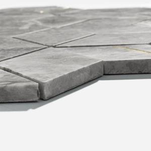 Pastilhas de Pedra Cubo (M&aacute;rmore Ocean Grey e Dourado)