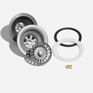 V&aacute;lvula Inox para Cuba Cozinha 4 1/2" com Tampa (Cinza Fosca)