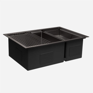 Kit Cuba Dupla Workstation Inox com Acessórios (Kai Grafite Fosca)