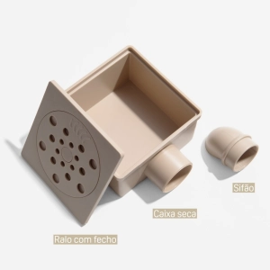 Ralo Seco Sifonado com Fecho 10x10 cm (Bege)