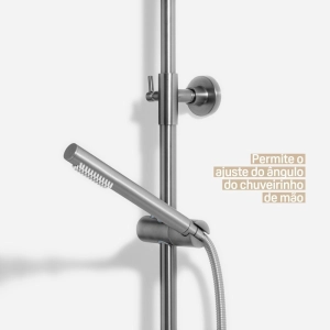 Ducha Coluna de Inox Redonda 25 cm (Grafite Fosca) 