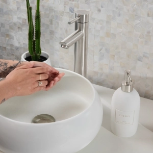 Torneira Monocomando Alta para Banheiro Inox (Lis Escovada)