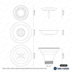 Cuba Dupla de Cozinha Inox Retangular 73x50 cm (Kai Escovada)