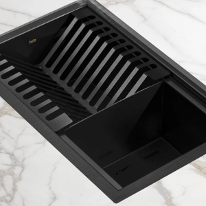 Escorredor Embutido Calha Molhada Inox 26x41 cm (Ginza Preto Fosco)