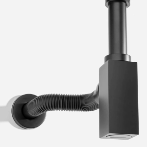 Sif&atilde;o Met&aacute;lico Flex&iacute;vel com Copo para Banheiro (Square Preto Fosco)