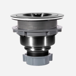 V&aacute;lvula Inox para Cuba Fazenda 4 1/2"  Tampa e Cesto (Preta)