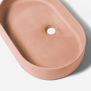 Cuba de Banheiro Concreto Apoio Elipse 55 cm (Lotus Ros&eacute;)