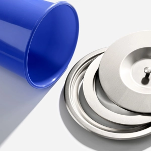 Lixeira Embutida de Cozinha Inox Redonda 5 Litros (Escovada) - Outlet