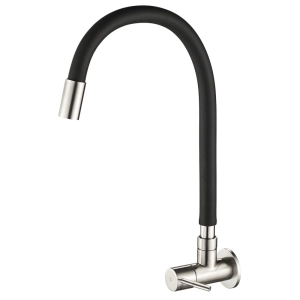 Torneira Gourmet de Parede de Cozinha Inox (Laguna Preta Fosca)