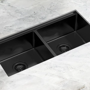 Cuba Dupla Workstation de Cozinha Inox 82x41 cm (Kobe Preta Fosca)