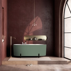 Banheira de Imers&atilde;o 150cm Mainz Verde Fosca com P&eacute;s Preto Fosco