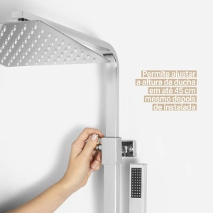 Ducha Coluna de Inox Quadrada 25 cm (Cromada)
