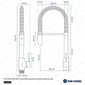 Torneira Monocomando Gourmet de Cozinha Inox (Capri&nbsp;Preta Fosca)