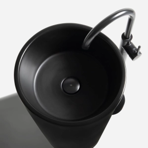 Cuba de Banheiro Lou&ccedil;a Piso Redonda 39 cm (Ravenna Preta)