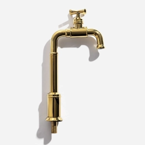 Torneira Retr&ocirc; Alta de &Aacute;gua Fria para Banheiro (Aron Dourada)