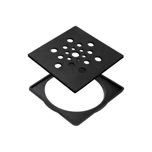 Conjunto Ralo e Porta Grelha 10x10 cm (Preto)