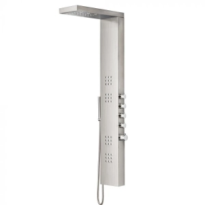 Ducha Vertical com Hidro Cascata e Led Square (Inox Escovada)