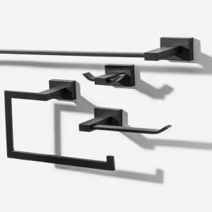 Kit de Acess&oacute;rios para Banheiro (Mondrian Preto Fosco)