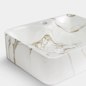 Cuba de Banheiro Louça Apoio Retangular 48 cm (Roma Mármore Carrara)