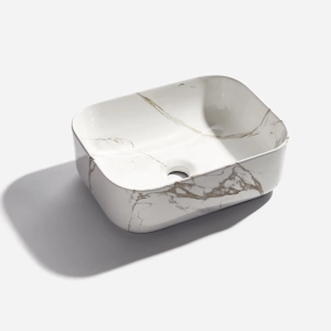 Cuba de Banheiro Louça Apoio Retangular 40 cm (Maia Mármore Carrara)