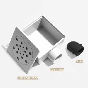 Ralo Seco Sifonado com Fecho 10x10 cm (Branco)
