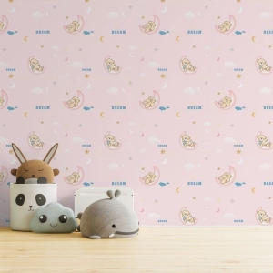 Papel de Parede Infantil Rosa Lavável 10,00 x 0,53 m (Bambini Uno)