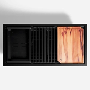 Kit Cuba Workstation Inox com Acessórios (Kobe Preta Fosca)