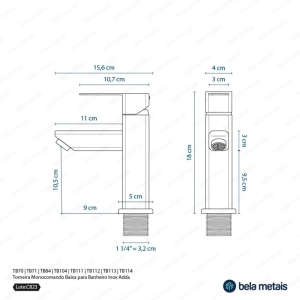 Torneira Monocomando Baixa para Banheiro Inox (Adda Dourada Fosca)