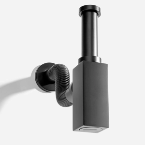 Sif&atilde;o Met&aacute;lico Flex&iacute;vel com Copo para Banheiro (Square Preto Fosco)