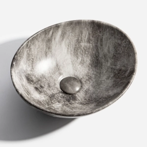 Cuba de Banheiro Lou&ccedil;a Apoio Oval 41 cm (Bari M&aacute;rmore Grigio)