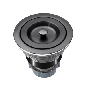 V&aacute;lvula Inox para Cuba Fazenda 4 1/2"  Tampa e Cesto (Preta)