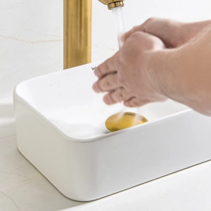 Torneira Monocomando Alta para Banheiro Inox (Lis Dourada Fosca)