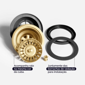 Kit Cuba Workstation Inox com Acessórios (Kobe Ouro Fosca)