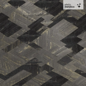 Papel de Parede Geométrico Metalizado Lavável 10,00 x 0,53 m (Fessura Cinque)