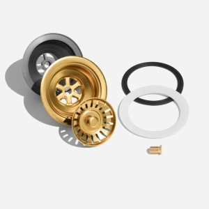 V&aacute;lvula Inox para Cuba Cozinha 4 1/2" com Tampa (Dourada Fosca)