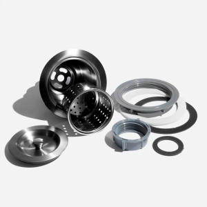 V&aacute;lvula Inox para Cuba Fazenda 4 1/2"  Tampa e Cesto (Preta)