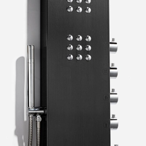 Ducha Vertical com Hidro Cascata e Led Square (Inox Preta Fosca) - Outlet