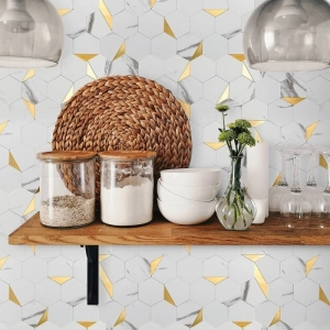 Pastilhas Adesivas Metálicas (Carrara Gold)