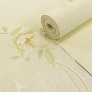 Papel de Parede Floral Cl&aacute;ssico Bege Lav&aacute;vel 10x0,53 m (Fiori Quindici) - Outlet