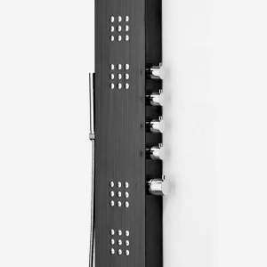 Ducha Vertical com Hidro Cascata e Led Square (Inox Preta Fosca) - Outlet