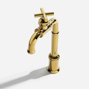 Torneira Retr&ocirc; Alta de &Aacute;gua Fria para Banheiro (Aron Dourada)