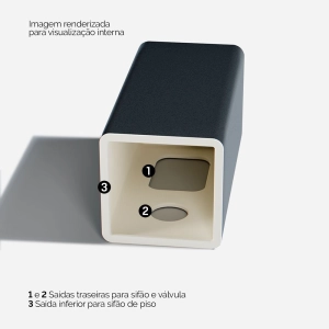 Cuba de Banheiro Lou&ccedil;a Piso Quadrada 40 cm (Veneza Preta)